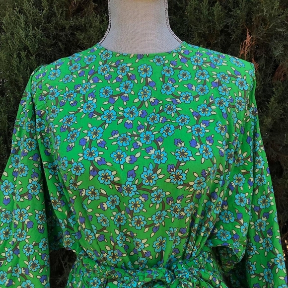RHODE Floral Patterned Pleated Long Sleeve Summer Dress Womens Size Small - Picture 3 of 8